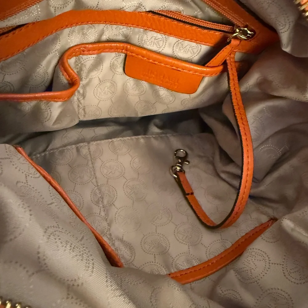 Michael Kors Orange Leather Satchel Bedford Belted Tangerine sale ! - Picture 5 of 7